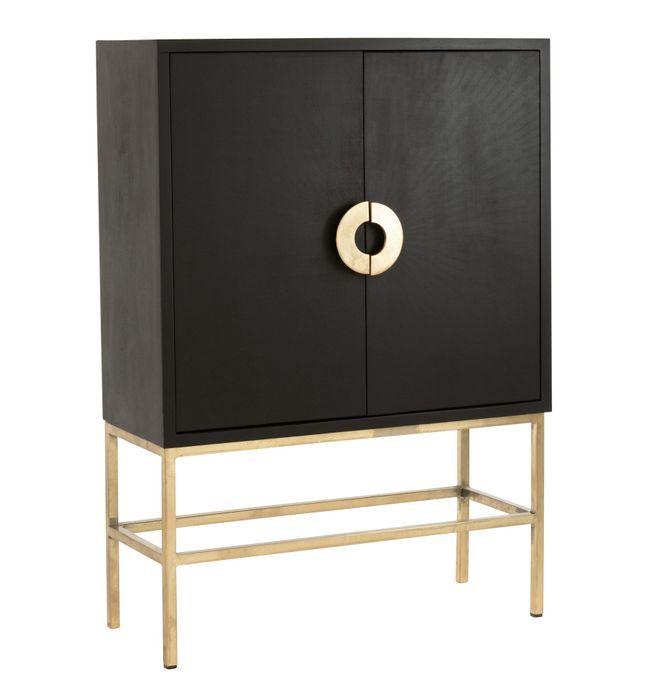 Armoire 2 portes 2 tiroirs bois de manguier Nirode L 140 cm - Photo n°1