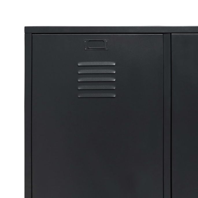 Armoire 2 portes 2 tiroirs métal noir industriel Kibane - Photo n°8