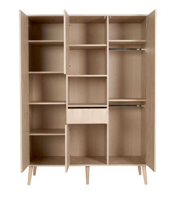 Quax Armoire 4 portes 1 niche bois chêne clair et pieds hêtre massif