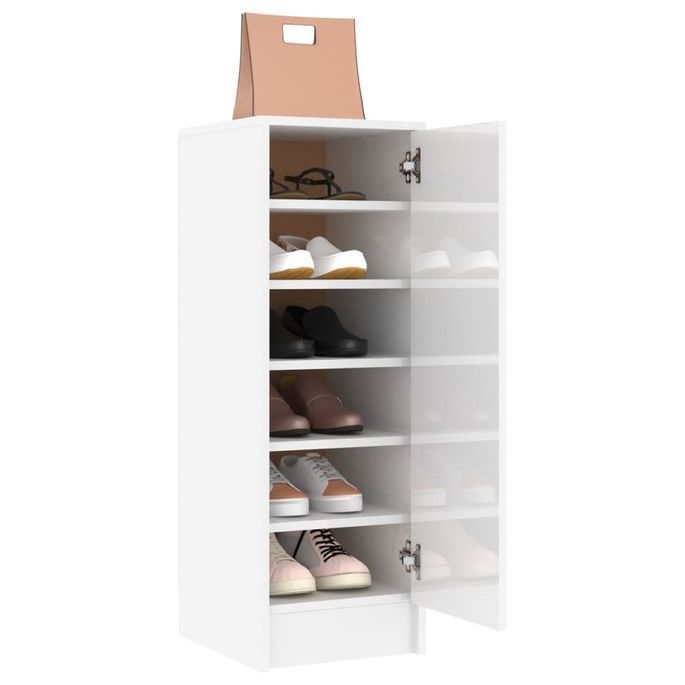 Armoire à chaussures Blanc brillant 32x35x92 cm - Photo n°4