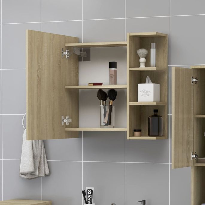Armoire à miroir de bain Chêne sonoma 62,5x20,5x64 cm - Photo n°3