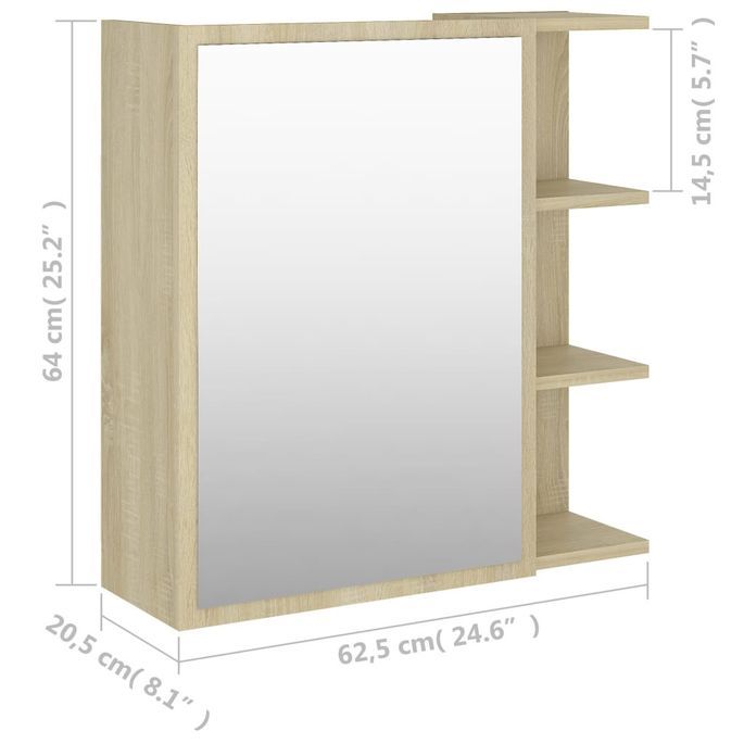 Armoire à miroir de bain Chêne sonoma 62,5x20,5x64 cm - Photo n°10