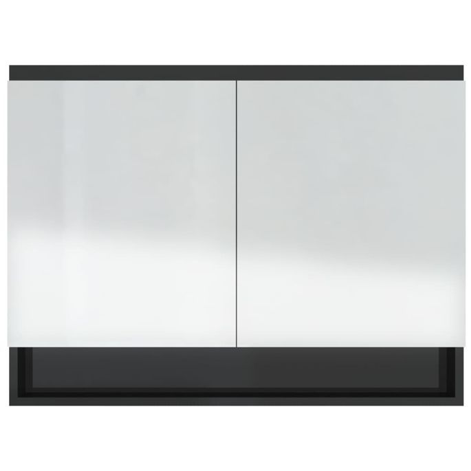 Armoire à miroir de salle de bain 80x15x60 cm MDF Noir brillant - Photo n°6