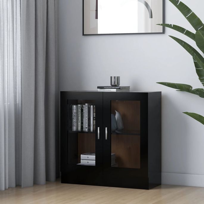 Armoire à vitrine Noir 82,5x30,5x80 cm - Photo n°2