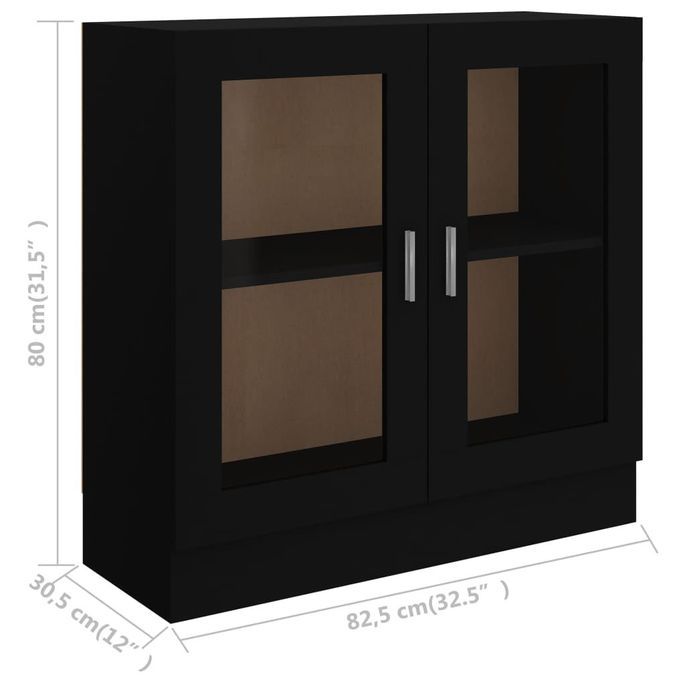 Armoire à vitrine Noir 82,5x30,5x80 cm - Photo n°8