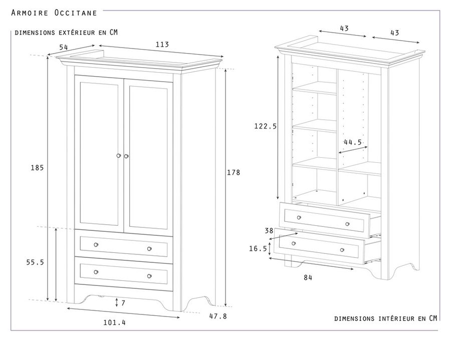 Junior Provence Armoire Bebe 2 Portes 2 Tiroirs Bois Blanc Occitane Lestendances Fr