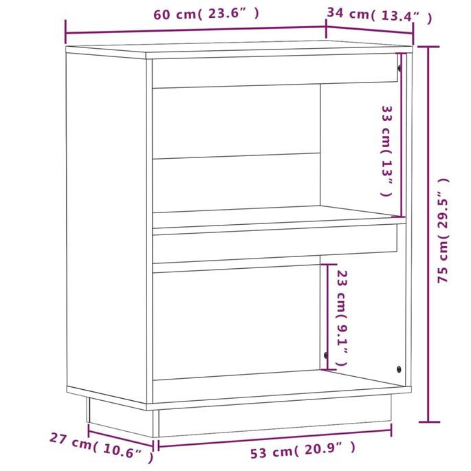 Armoire console 60x34x75 cm Bois de pin solide - Photo n°8