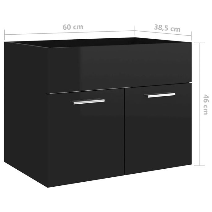 Armoire d'évier Noir brillant 60x38,5x46 cm - Photo n°8