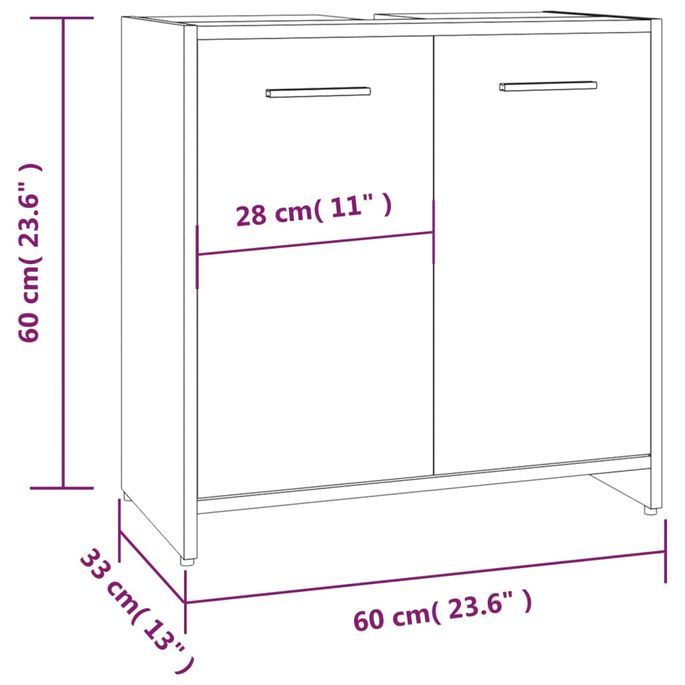 Armoire de bain Chêne fumé 60x33x60 cm Bois d'ingénierie - Photo n°9