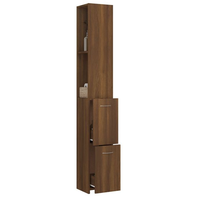 Armoire de bain Chêne marron 25x25x170 cm Bois d'ingénierie - Photo n°4