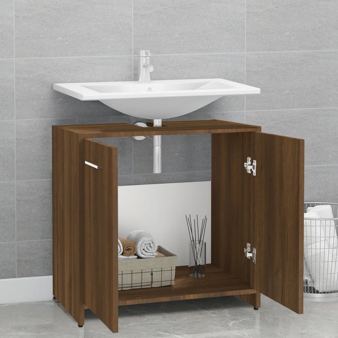 Armoire de bain Chêne marron 60x33x60 cm Bois d'ingénierie - Photo n°3