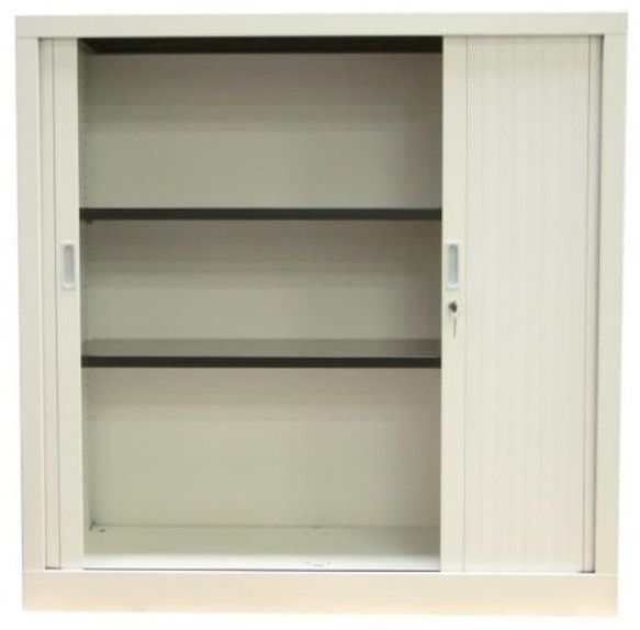 Pierre Henry Armoire de bureau à rideaux beige 2 portes coulissantes