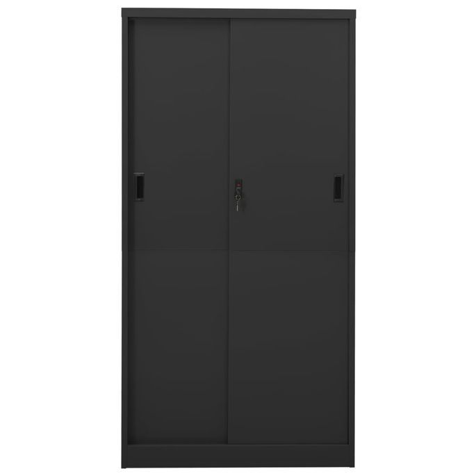 Armoire de bureau et porte coulissante Anthracite 90x40x180 cm - Photo n°5