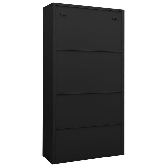 Armoire de bureau Noir 90x40x180 cm Acier 2 - Photo n°5