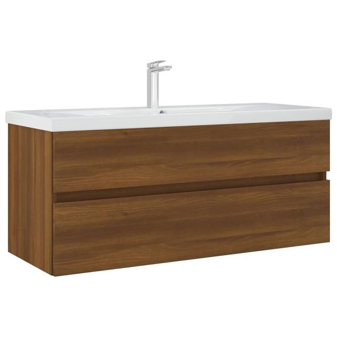 Armoire de lavabo Chêne marron 100x38,5x45 cm Bois d'ingénierie - Photo n°7