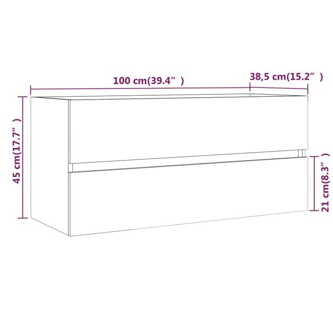 Armoire de lavabo Chêne marron 100x38,5x45 cm Bois d'ingénierie - Photo n°8