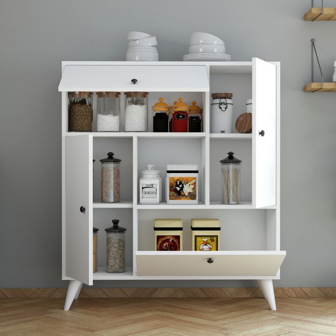 Armoire de rangement 4 portes bois blanc Mixa 105 cm - Photo n°2