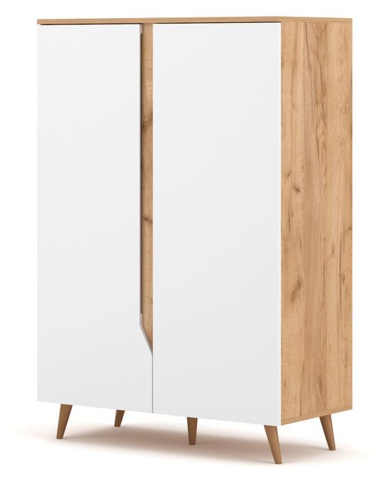 Armoire de rangement bois naturel et blanc mat Dulce 90 cm - Photo n°5