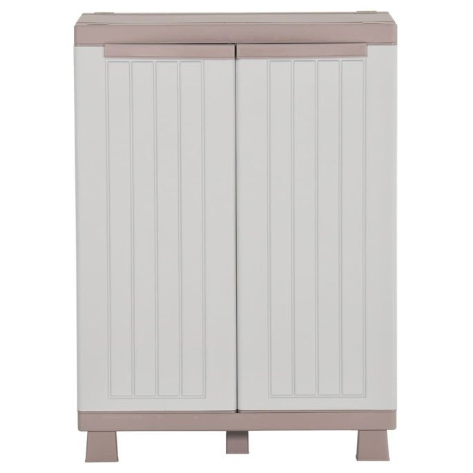 Armoire de rangement et 2 portes 68x39x91,5 cm Gris clair/beige - Photo n°5