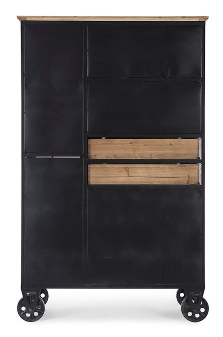 Armoire de rangement industrielle sur roulettes 6 portes 2 tiroirs en acier noir Klara 95 cm - Photo n°8