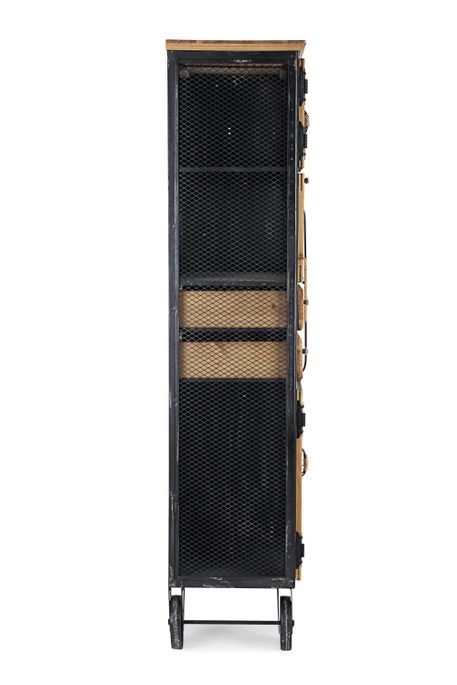 Armoire de rangement industrielle sur roulettes 6 portes 2 tiroirs en acier noir Klara 95 cm - Photo n°9