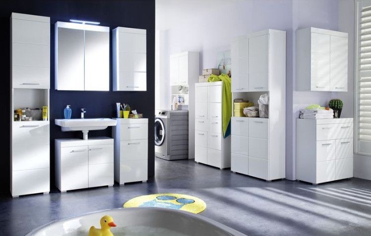 Armoire de salle de bain 2 portes blanc brillant Kelia 73 cm - Photo n°3