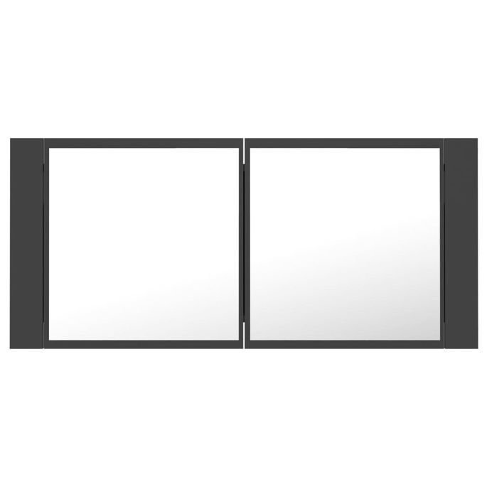 Armoire de salle de bain à miroir à LED Gris 100x12x45 cm - Photo n°9