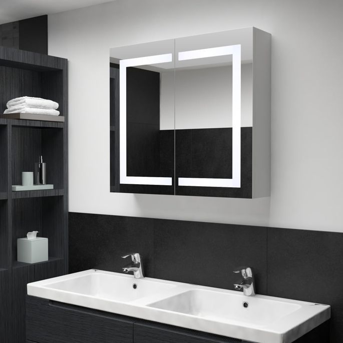 Armoire de salle de bain à miroir LED 80x12,2x68 cm - Photo n°2