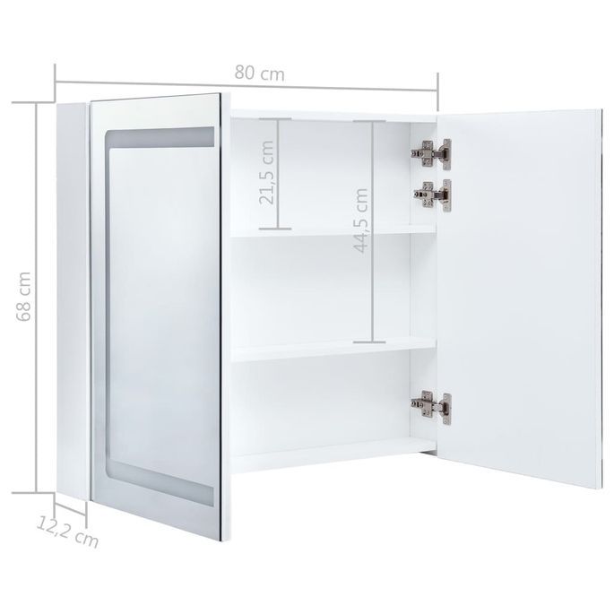 Armoire de salle de bain à miroir LED 80x12,2x68 cm - Photo n°7