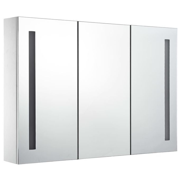 Armoire de salle de bain à miroir LED 89x14x62 cm - Photo n°4