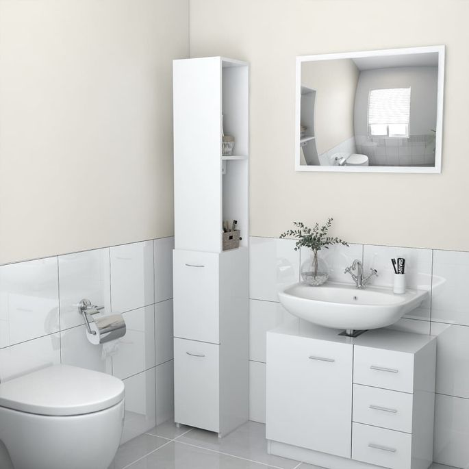 Armoire de salle de bain Blanc 25x25x170 cm - Photo n°2