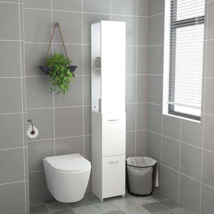 Susany Armoire Haute Salle de Bain Armoire de Rangement Blanc 25x25x170 cm Aggloméré