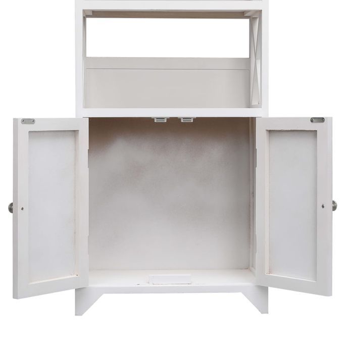 Armoire de salle de bain Blanc 46x24x116 cm Bois de Paulownia - Photo n°6
