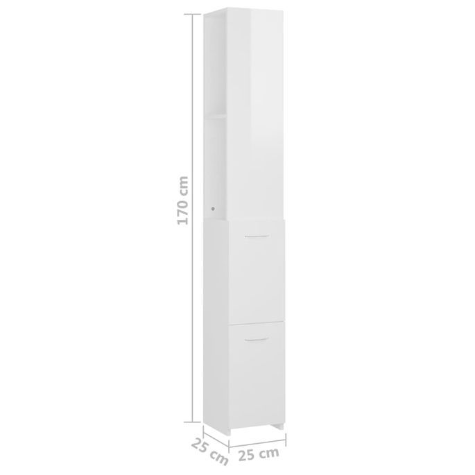 Armoire de salle de bain Blanc brillant 25x25x170 cm - Photo n°8