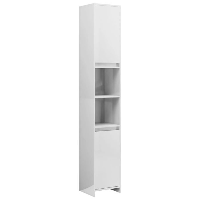 Armoire de salle de bain Blanc brillant 30x30x183,5cm 2 - Photo n°2