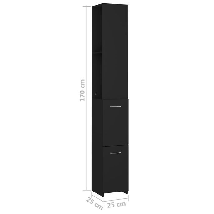 Armoire de salle de bain Noir 25x25x170 cm - Photo n°8