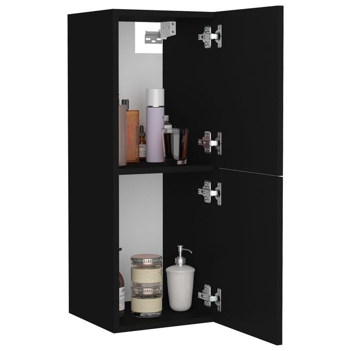 Armoire de salle de bain Noir 30x30x80 cm - Photo n°3