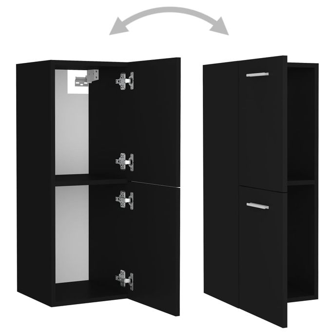 Armoire de salle de bain Noir 30x30x80 cm - Photo n°8