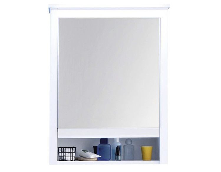 Armoire de toilette 1 porte mélaminé blanc avec miroir Leone - Photo n°1