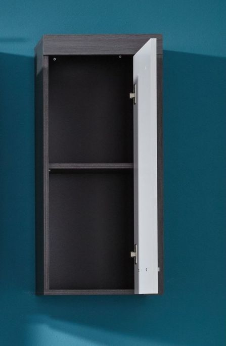 Armoire de toilette 1 porte mélaminé blanc et gris Anide - Photo n°3