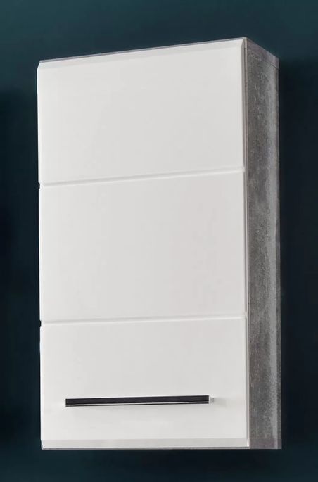 Armoire de toilette 1 porte mélaminé blanc et gris Lenny - Photo n°5