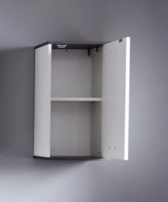 Armoire de toilette 1 porte mélaminé blanc et gris mat Dufay - Photo n°3