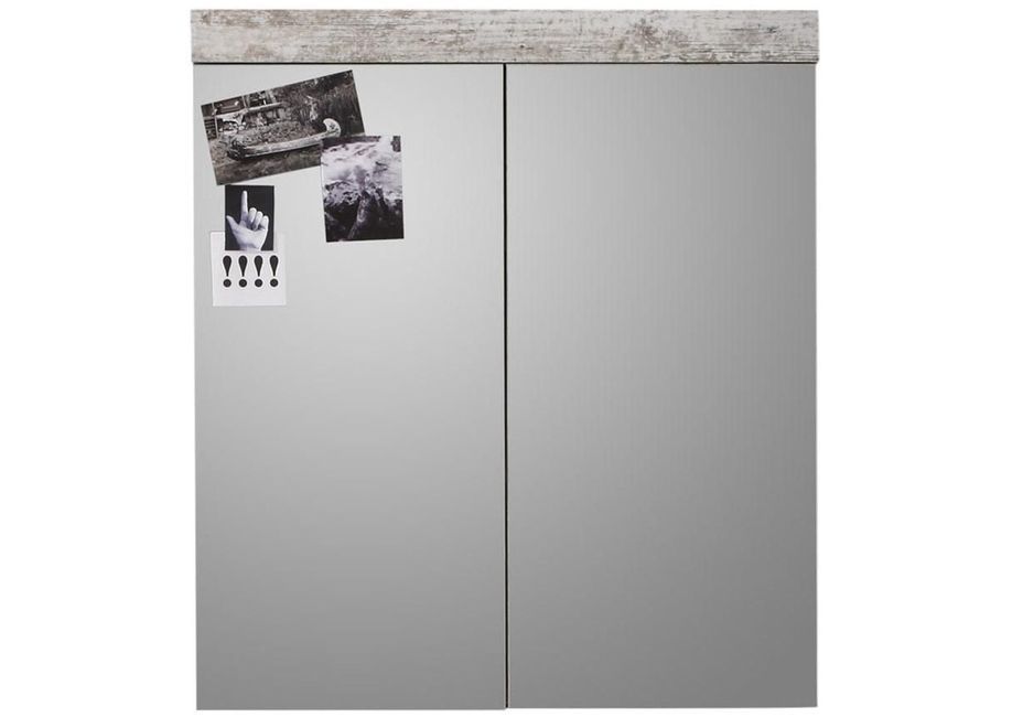 Armoire de toilette 2 portes mélaminé blanc avec miroir Cali - Photo n°1