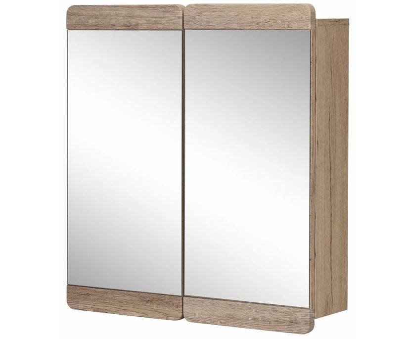 Armoire de toilette avec miroir 2 portes chêne San Remo Aurel 65 cm - Photo n°1
