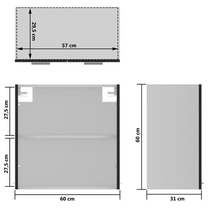 Armoire en verre suspendue Noir brillant 60x31x60 cm - Photo n°9