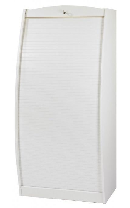 Armoire informatique à rideaux bois blanc Patrick 80 cm - Photo n°2