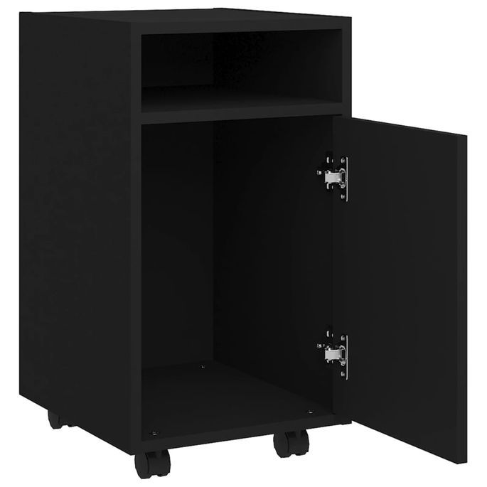 Armoire latérale avec roues Noir 33x38x60 cm - Photo n°6