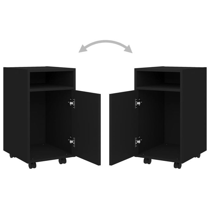Armoire latérale avec roues Noir 33x38x60 cm - Photo n°7