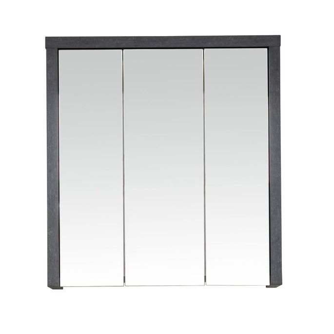 Armoire murale 3 portes miroirs et gris béton Babel 67 cm - Photo n°4