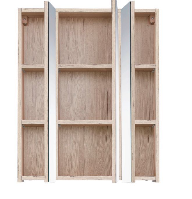 Armoire murale chêne clair 3 portes avec miroir Varok 60 cm - Photo n°3